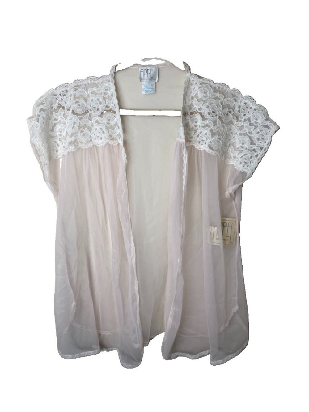 Deadstock Vintage 80s Bed Lingerie Jacket Lace Sheer Boudoir USA